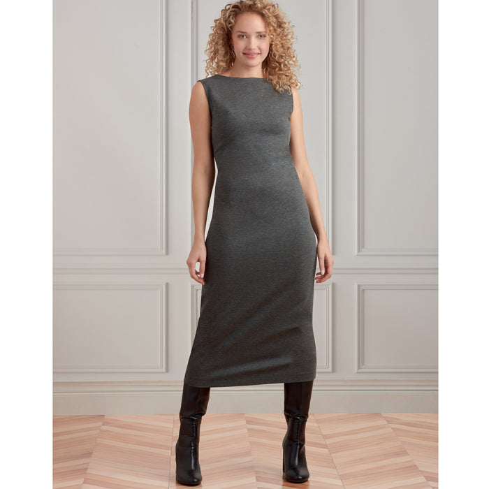S9372 Misses' Knit Dress and Shrugs. Size: XXS-XXL (30-52)