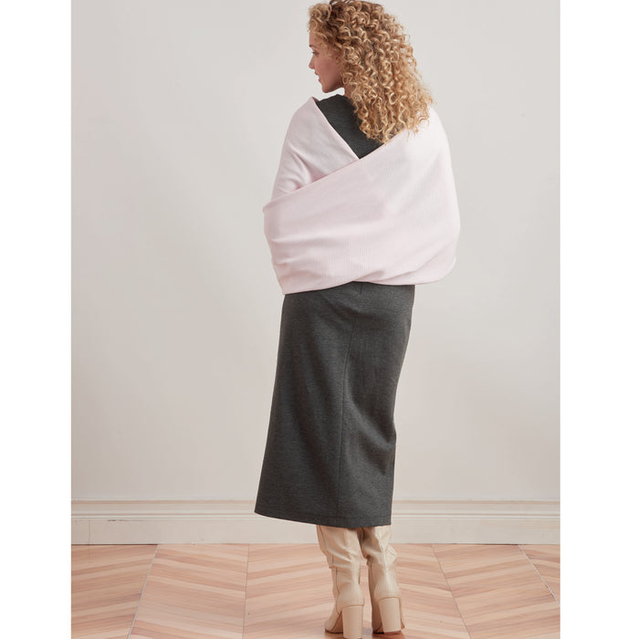 S9372 Misses' Knit Dress and Shrugs. Size: XXS-XXL (30-52)