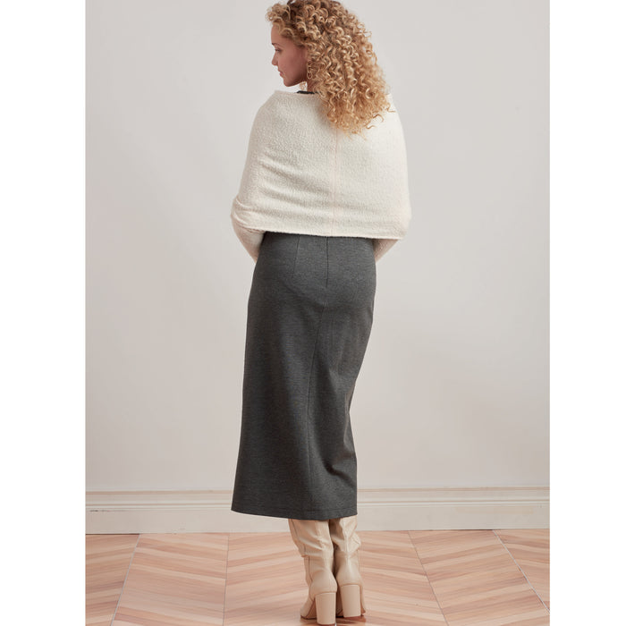 S9372 Misses' Knit Dress and Shrugs. Size: XXS-XXL (30-52)