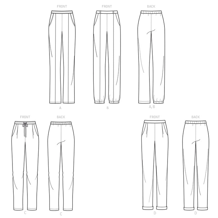 S9376 Misses' Pull-on Trousers. Size: 32-50