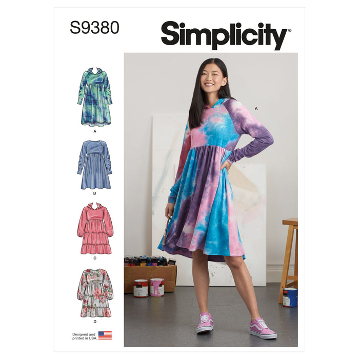 S9380 Misses' Sweatshirt Dresses. Size: XS-XL (32-50)
