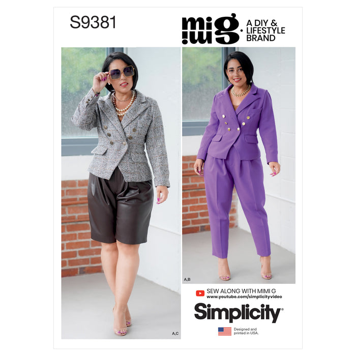 S9381 Misses' and Women's Lined Jacket, Pants and Shorts. Size: 36-54