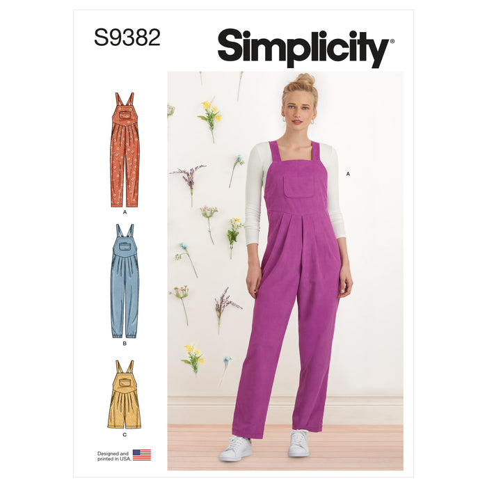 S9382 Misses' Overall with Shaped Raised Waist and Back Ties. Size: 32-50