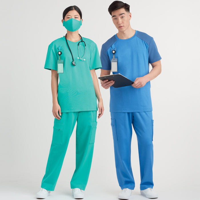S9387 Unisex Knit Scrub Tops, Pants, Cap and Mask. Size: XS-XXL (32-52)