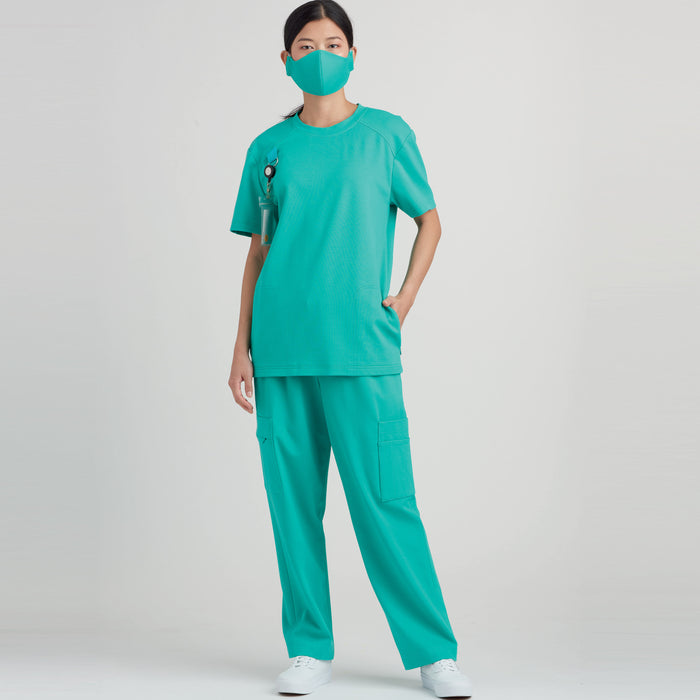 S9387 Unisex Knit Scrub Tops, Pants, Cap and Mask. Size: XS-XXL (32-52)