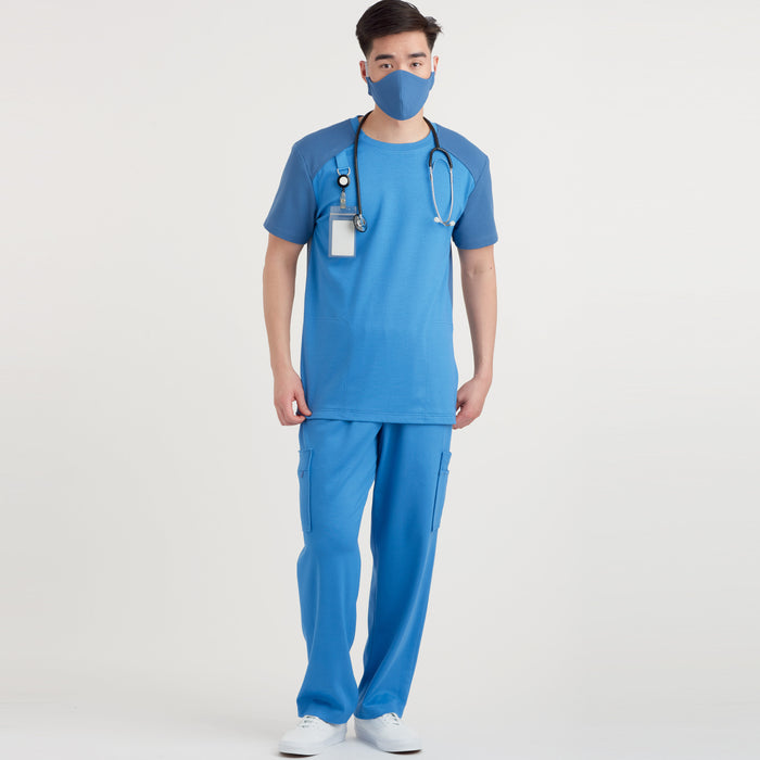 S9387 Unisex Knit Scrub Tops, Pants, Cap and Mask. Size: XS-XXL (32-52)