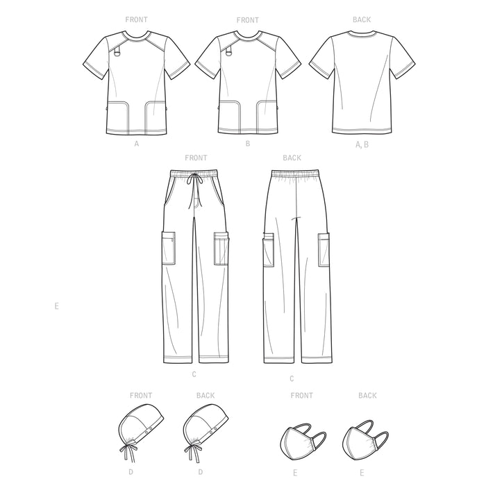 S9387 Unisex Knit Scrub Tops, Pants, Cap and Mask. Size: XS-XXL (32-52)