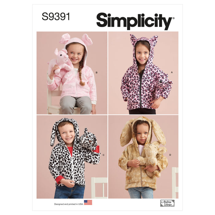 S9391 Toddlers' Jackets and Small Plush Animals. Size: 6 m-4 y