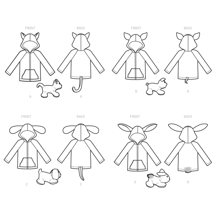 S9391 Toddlers' Jackets and Small Plush Animals. Size: 6 m-4 y