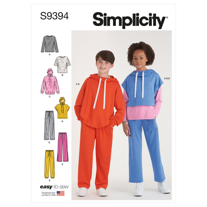 S9394 Boys' and Girls' Oversized Knit Hoodies, Pants and Tops. Size: XS-XL (4-14 y)