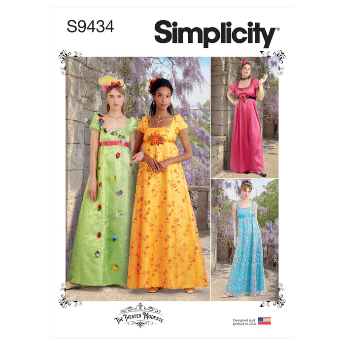 S9434 Misses' and Women's Regency Era Style Dresses. Size: 36-54