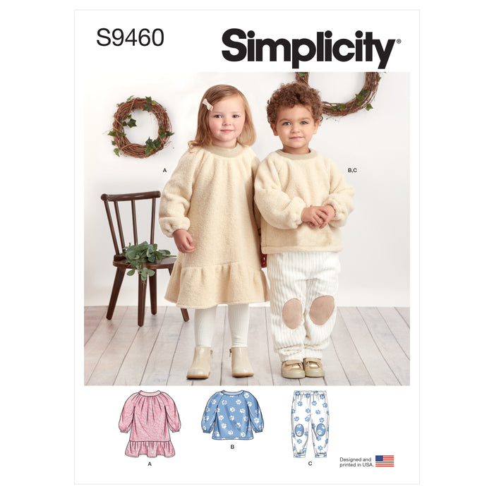 S9460 Toddlers' and Children's Dress, Top and Pants. Size: 6 m-8 y