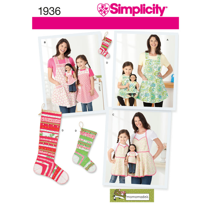 1936 Child's & Misses' Aprons. Size: Kid´s S-L (3-8 y) / Adults S-L (36-46)