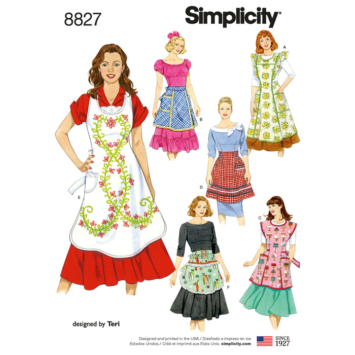 8827 Misses' Aprons. Size: S-L (36-46)