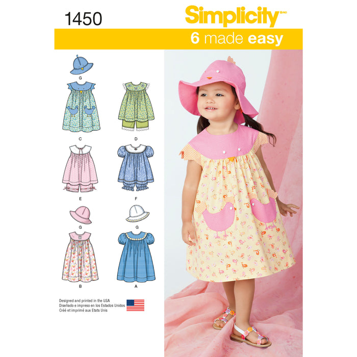 1450 Toddlers' Dress, Top, Panties and Hat. Size: 6 m-4 y
