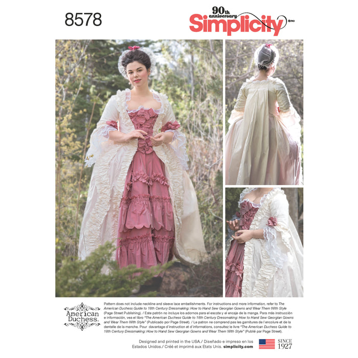8578 Misses' 18th Century Gown. Size: 30-48