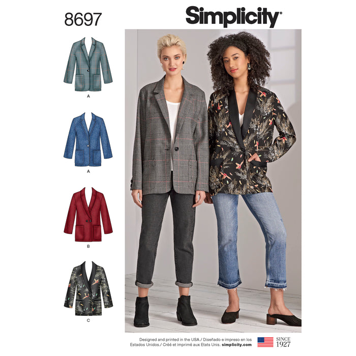 8697 Misses'/Women's Oversized Blazers. Size: 36-54