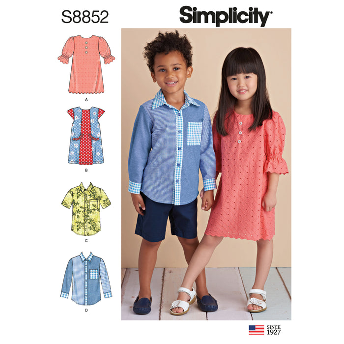 S8852 Children's Dresses and Shirt. Size: 3-8 y