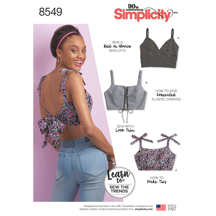 8549 Misses' Bra Tops. Size: XXS-XXL (30-52)