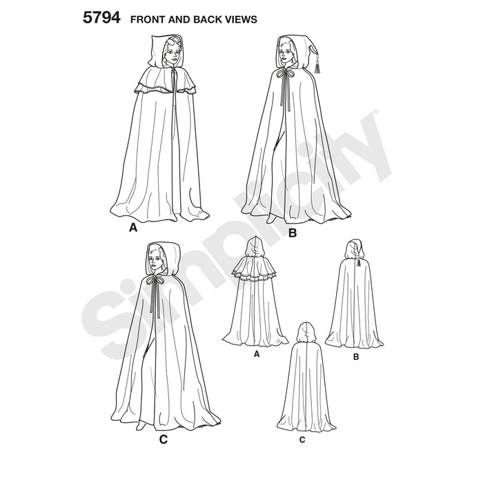 5794 Misses' Capes. Size: XS-L