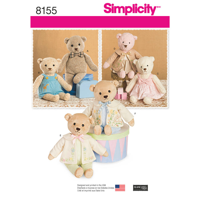 8155 Stuffed Bears with Clothes. Size: One Size