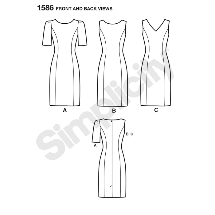 1586 Misses' and Plus Size Amazing Fit Dress. Size: 36-54