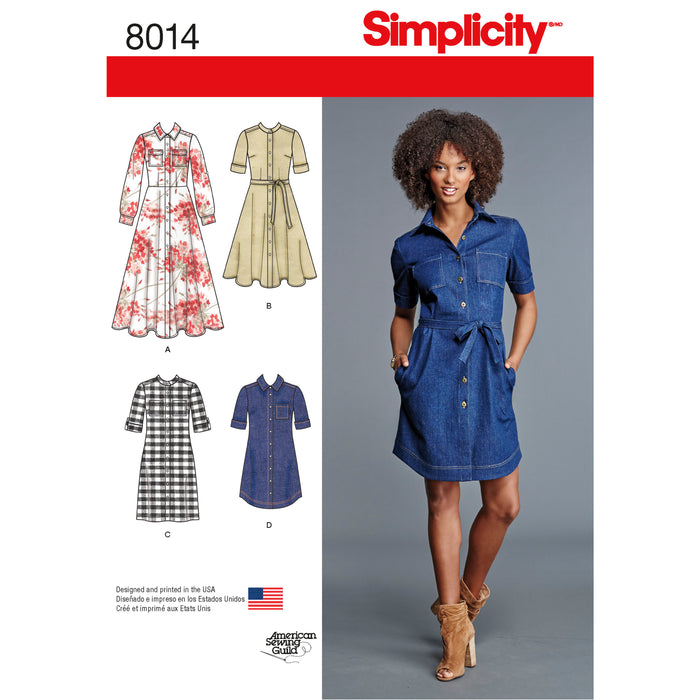 8014 Misses' Shirt Dress. Size: 32-50