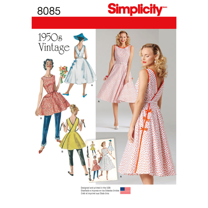 8085 Misses' 1950s Vintage Wrap Dress in Two Lengths. Size: 32-48