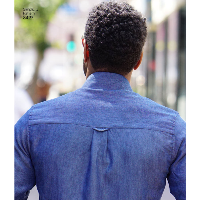 8427 Men's Fitted Shirt with Collar and Cuff Variations by Mimi G. Size: 44-62
