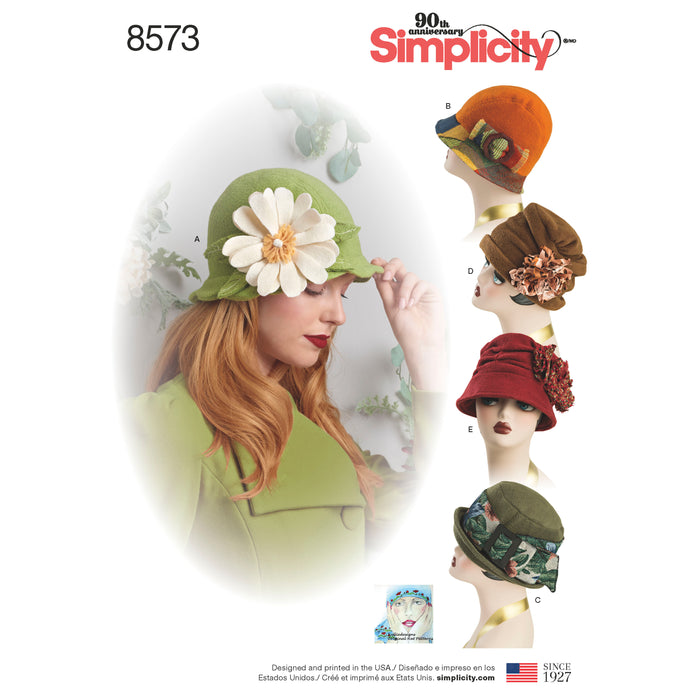 8573 Misses' Flapper Hats in Three Sizes. Size: S-L