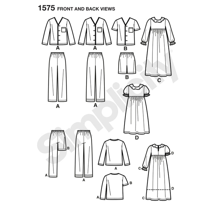 1575 Child's, Girl's and Boy's Loungewear. Size: 3-14 y