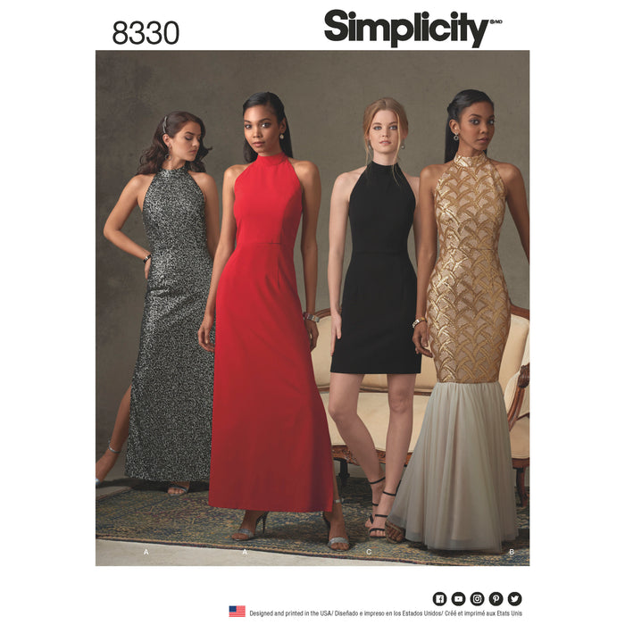 8330 Misses' Dress with Skirt and Back Variations. Size: 30-46