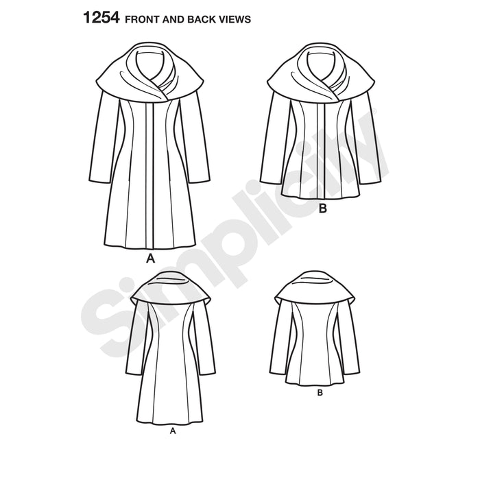 1254 Misses' Leanne Marshall Easy Lined Coat or Jacket. Size: 30-48