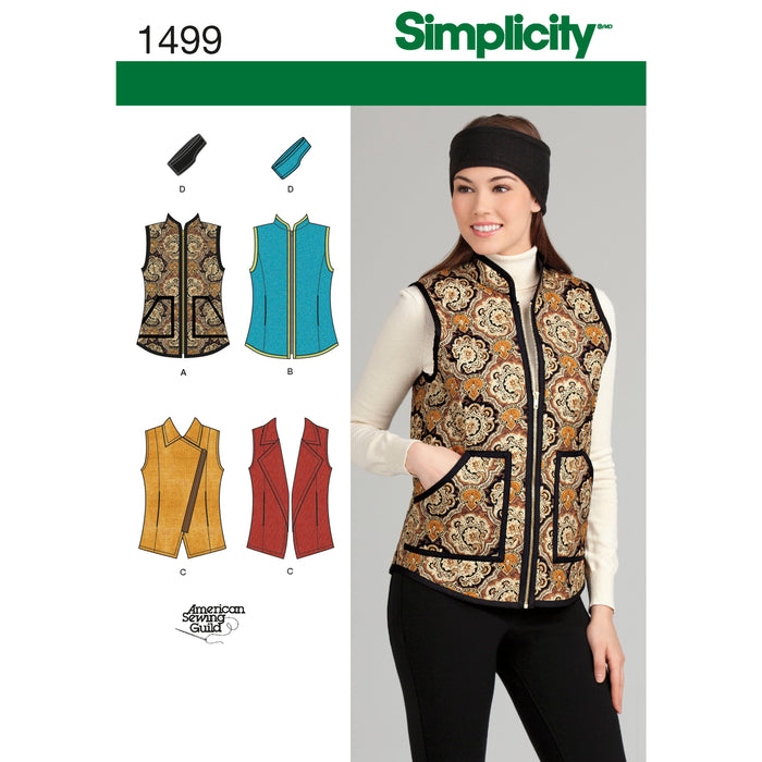 1499 Misses' Vest and Headband in Three Sizes. Size: 32-50