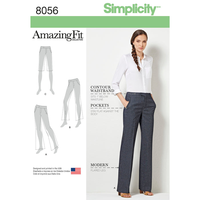 8056 Amazing Fit Miss and Plus Size Flared Pants or Shorts. Size: 36-54