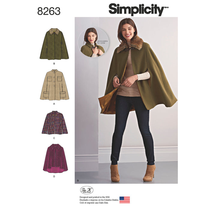 8263 Misses' Capes and Capelets. Size: XS-XL (32-50)