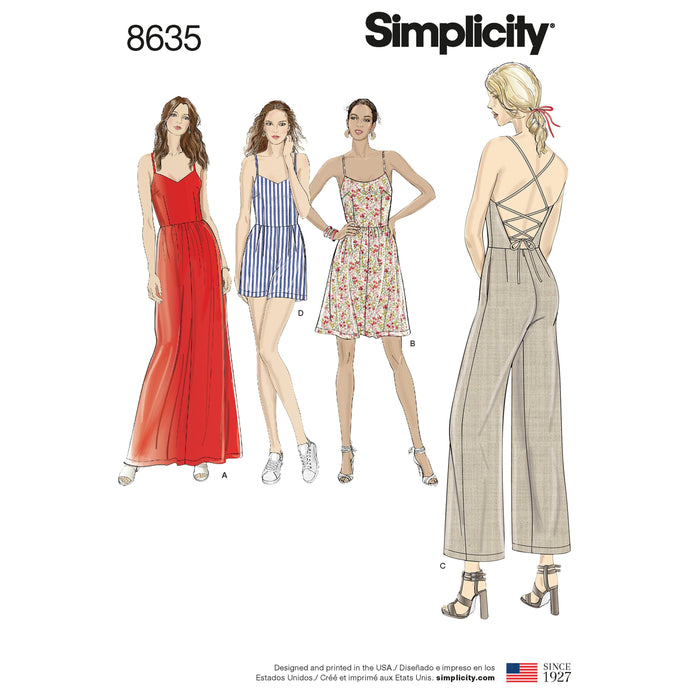 8635 Misses' Dress, Jumpsuit and Romper. Size: 32-48