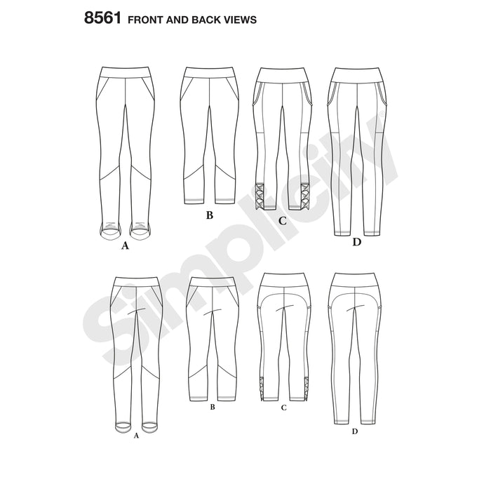 8561 Misses' and Women's Leggings. Size: XS-XXXXXL (32-66)