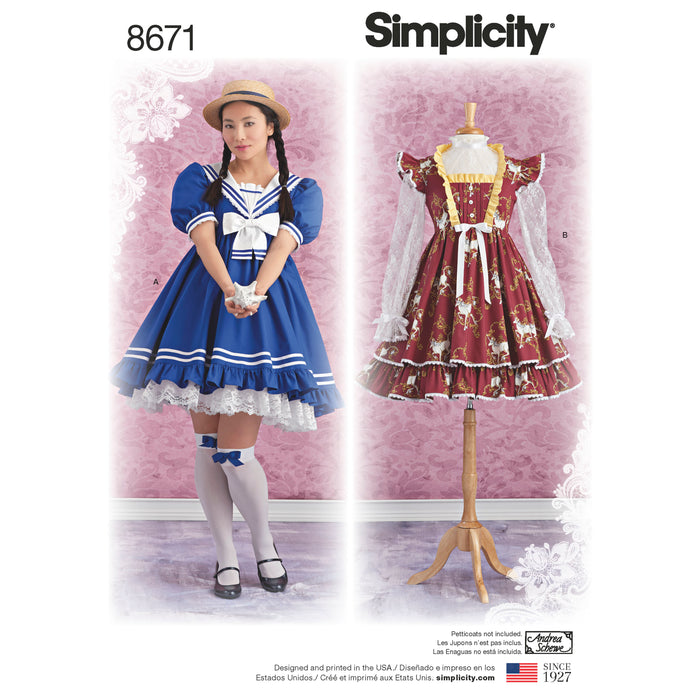 8671 Misses' Lolita Costume Dresses. Size: 30-46