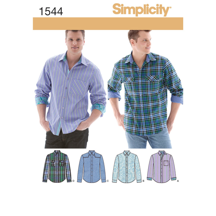 1544 Men's Shirt with Fabric Variations. Size: 44-62