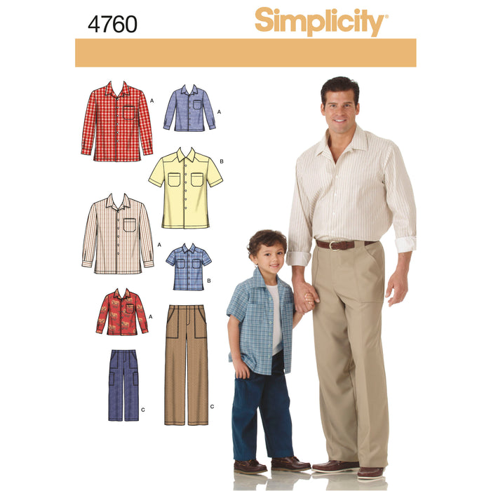 4760 Boy's and Men's Shirts and Pants. Size: S-L / S-XL