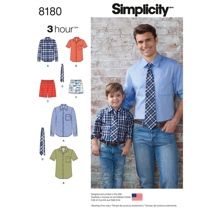 8180 Boys' and Men's Shirt, Boxer Shorts and Tie. Size: S-L / S-XL