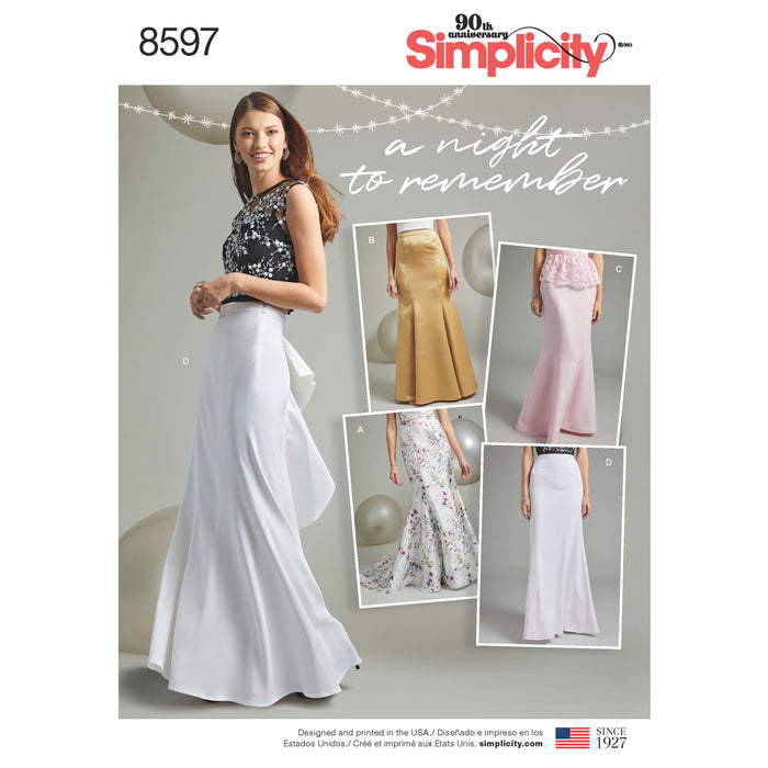 8597 Misses' and Women's Special Occasion Skirts. Size: 34-52