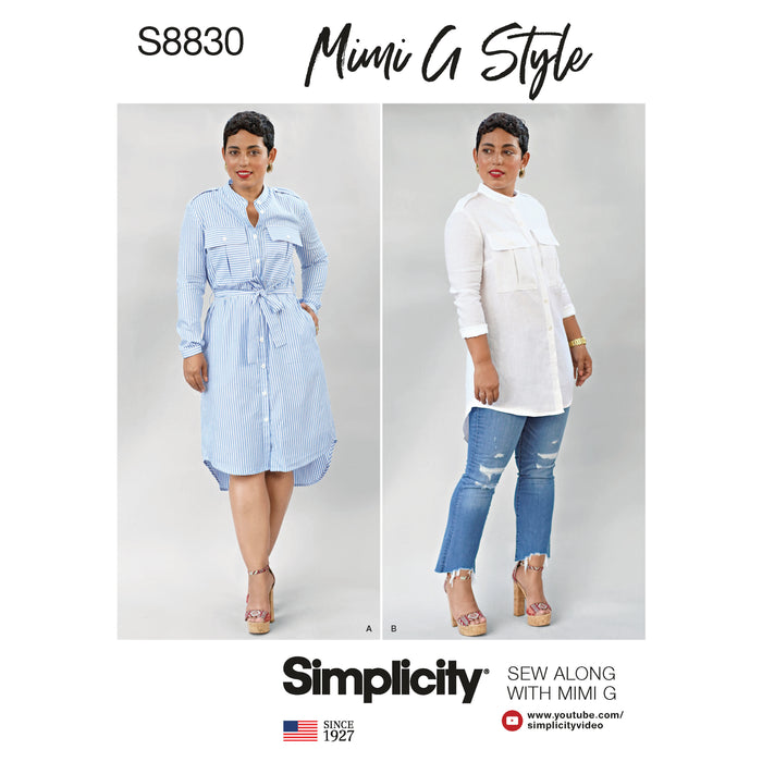 S8830 Mimi G Misses'/Miss Petite Shirtdress. Size: 32-50