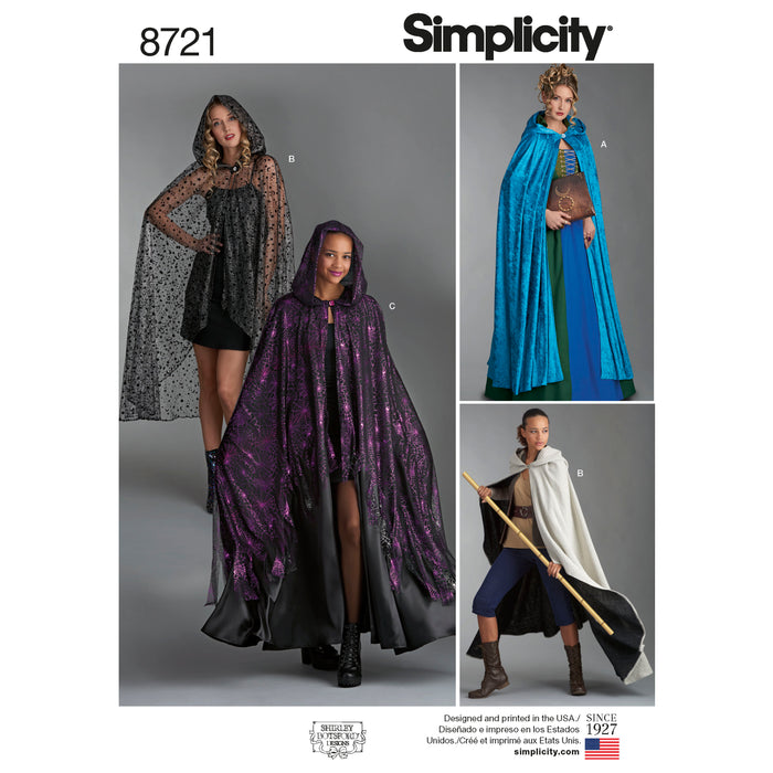 8721 Misses' Capes. Size: One size