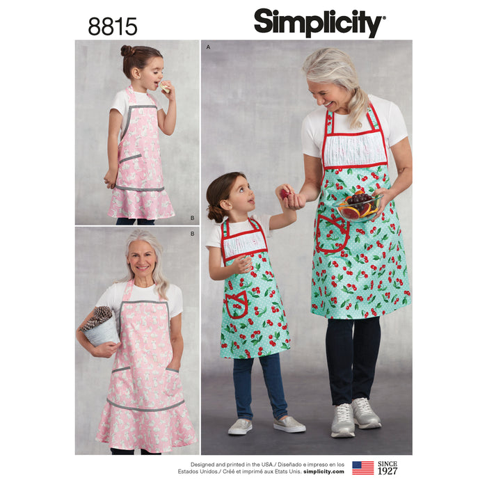 8815 Children's and Misses' Aprons. Size: Kid´s S-L (3-8 y) / Adults S-L (36-46)
