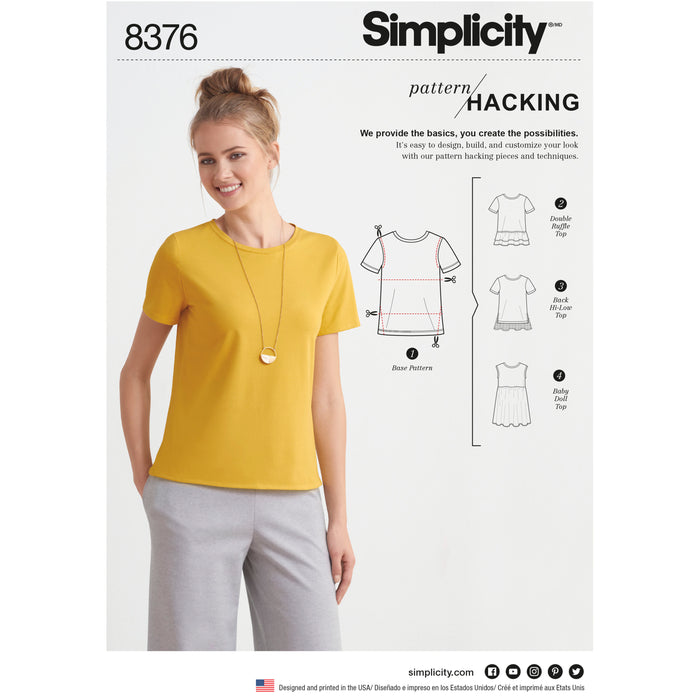 8376 Misses' Knit Top with Multiple Pieces for Design Hacking. Size: XXS-XXL