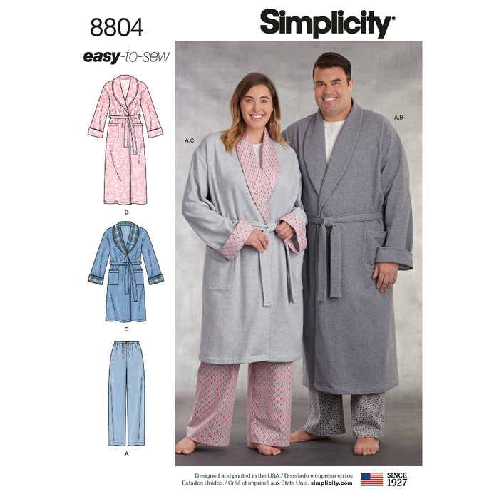 8804 Women's Plus Size and Men's Robe and Pants. Size: S-XXXL