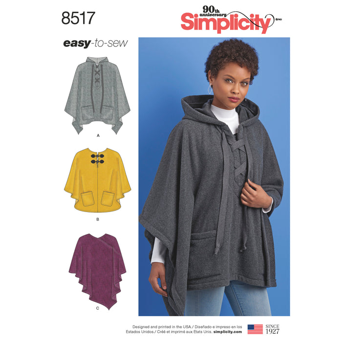8517 Misses' Set of Ponchos. Size: XS-XL (32-50)