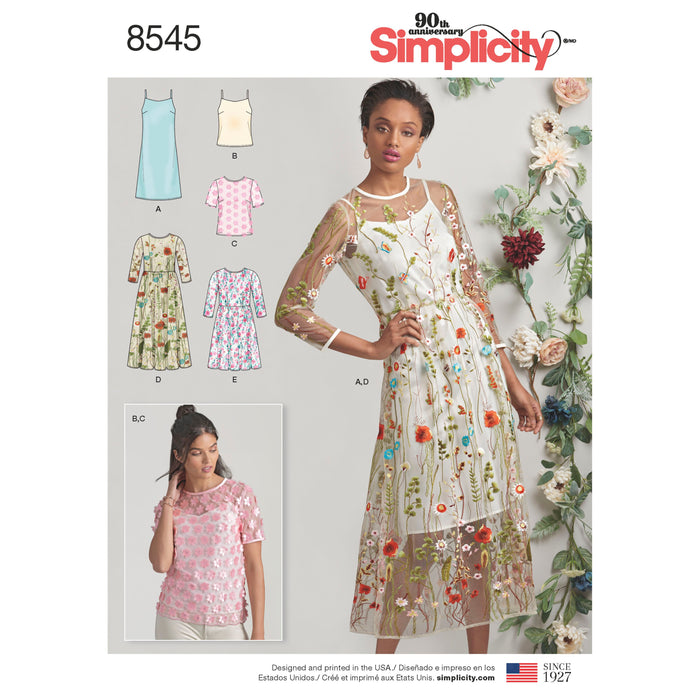 8545 Misses' and Miss Petite Dress and Top. Size: 30-46
